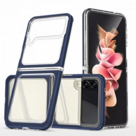 Folio Cover Samsung Galaxy Z Flip 3 5G Custodia in pelle Bordi Colorati Ibridi