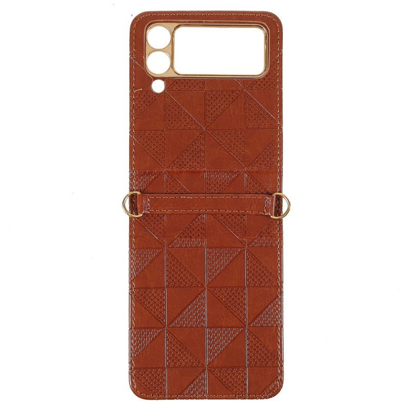 Folio Cover Samsung Galaxy Z Flip 3 5G Custodia in pelle Coulisse In Ecopelle