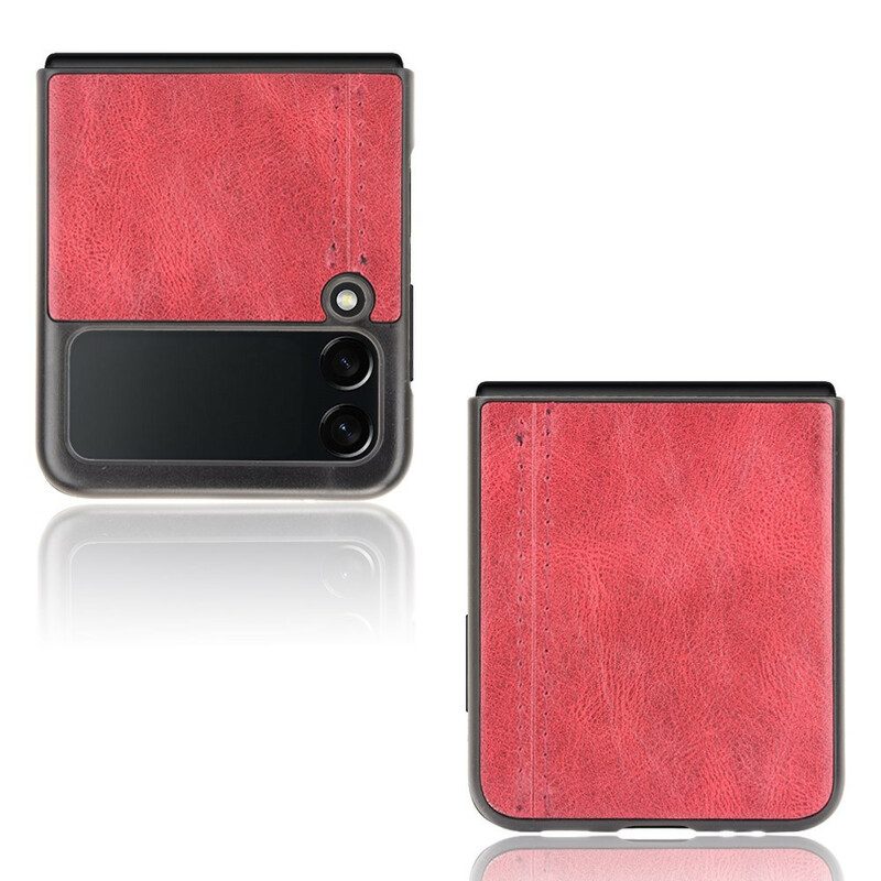 Folio Cover Samsung Galaxy Z Flip 3 5G Custodia in pelle Cuciture In Ecopelle