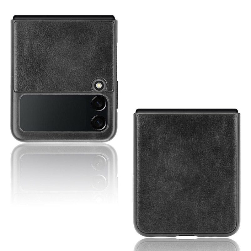 Folio Cover Samsung Galaxy Z Flip 3 5G Custodia in pelle Ecopelle Litchi