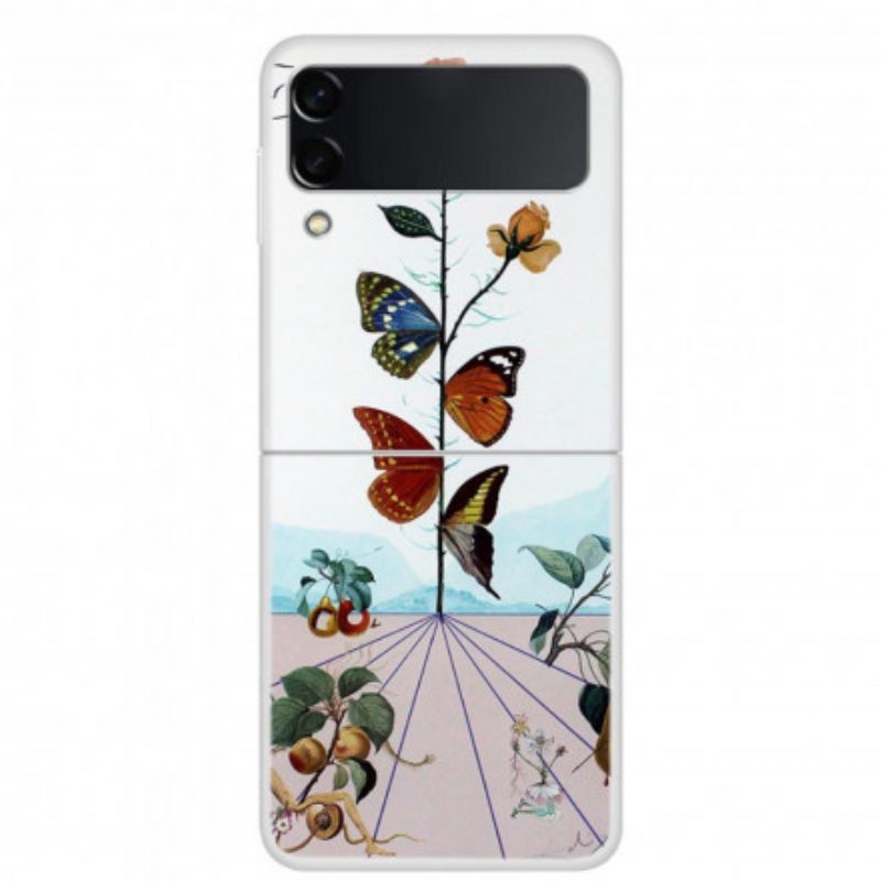 Folio Cover Samsung Galaxy Z Flip 3 5G Custodia in pelle Farfalle Della Natura