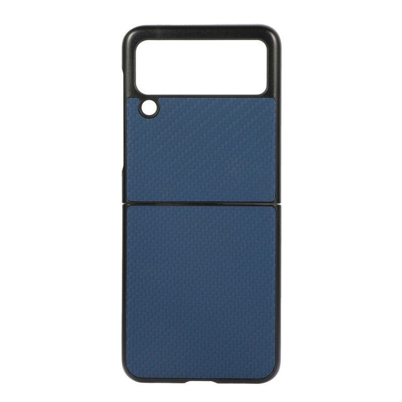 Folio Cover Samsung Galaxy Z Flip 3 5G Custodia in pelle Fibra Di Carbonio