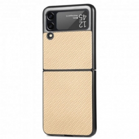 Folio Cover Samsung Galaxy Z Flip 3 5G Custodia in pelle Fibra Di Carbonio Testurizzata