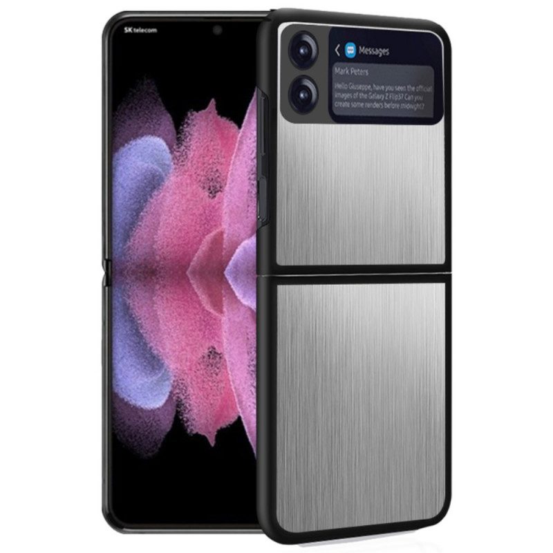 Folio Cover Samsung Galaxy Z Flip 3 5G Custodia in pelle Inossidabile Spazzolato