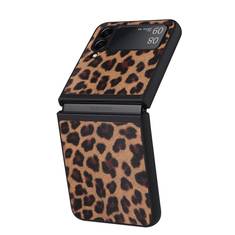 Folio Cover Samsung Galaxy Z Flip 3 5G Custodia in pelle Leopardo