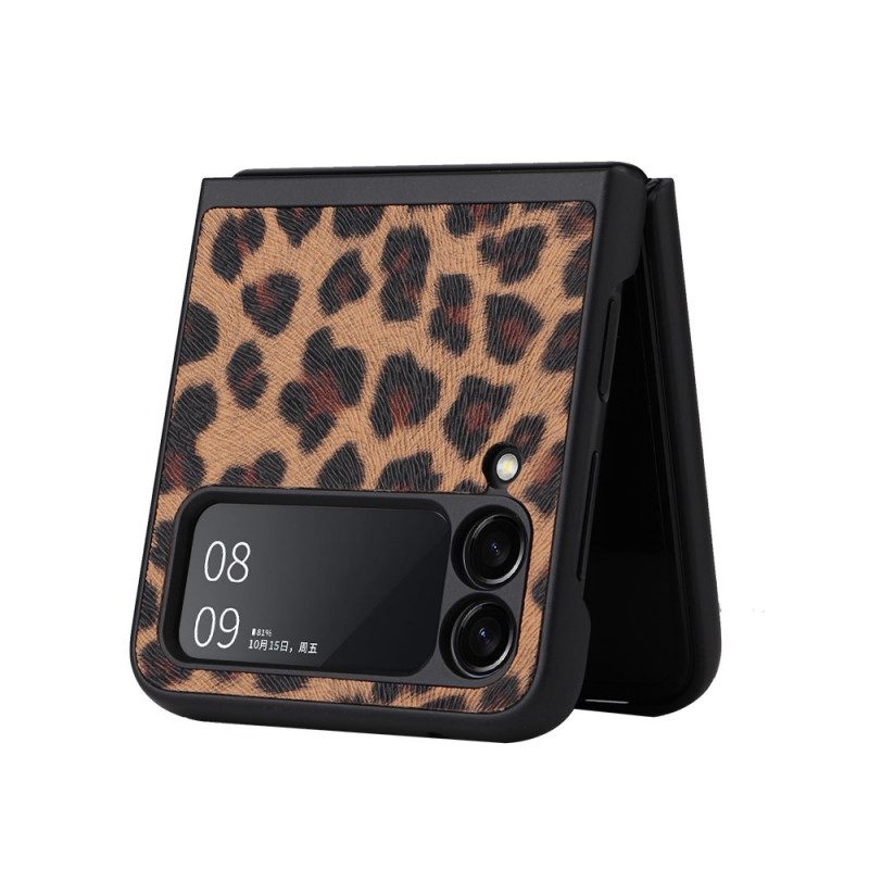 Folio Cover Samsung Galaxy Z Flip 3 5G Custodia in pelle Leopardo