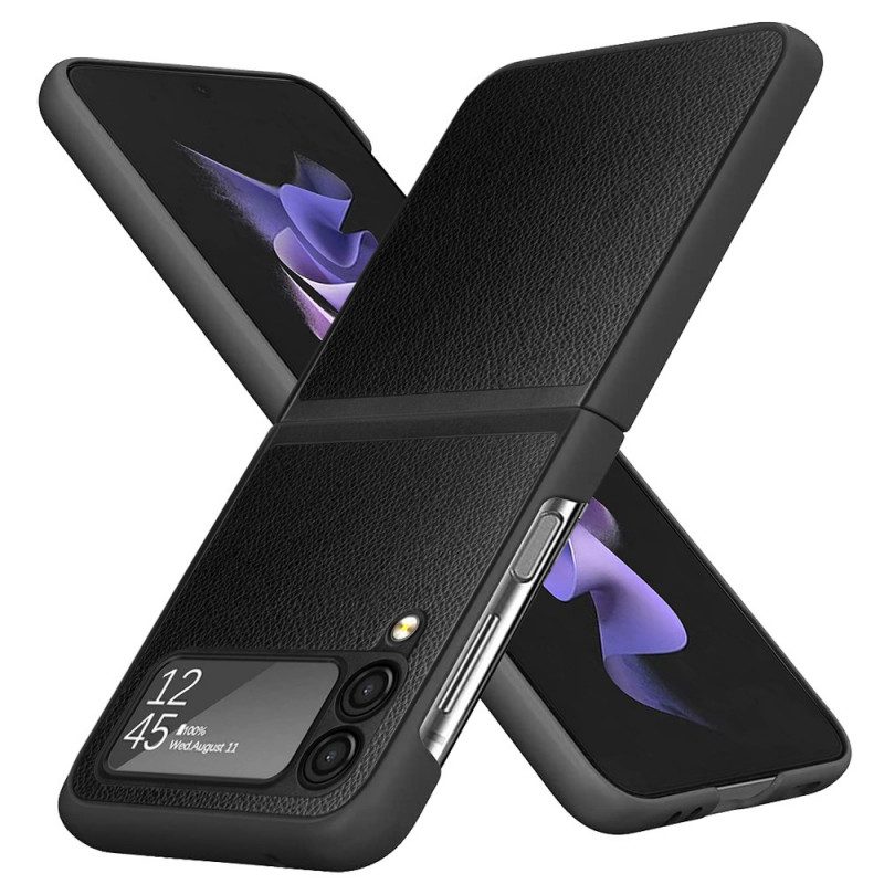 Folio Cover Samsung Galaxy Z Flip 3 5G Custodia in pelle Litchi In Pelle Stile 2 Pezzi