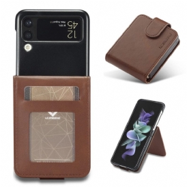 Folio Cover Samsung Galaxy Z Flip 3 5G Custodia in pelle Portacarte E Chiusura Lc.imeeke