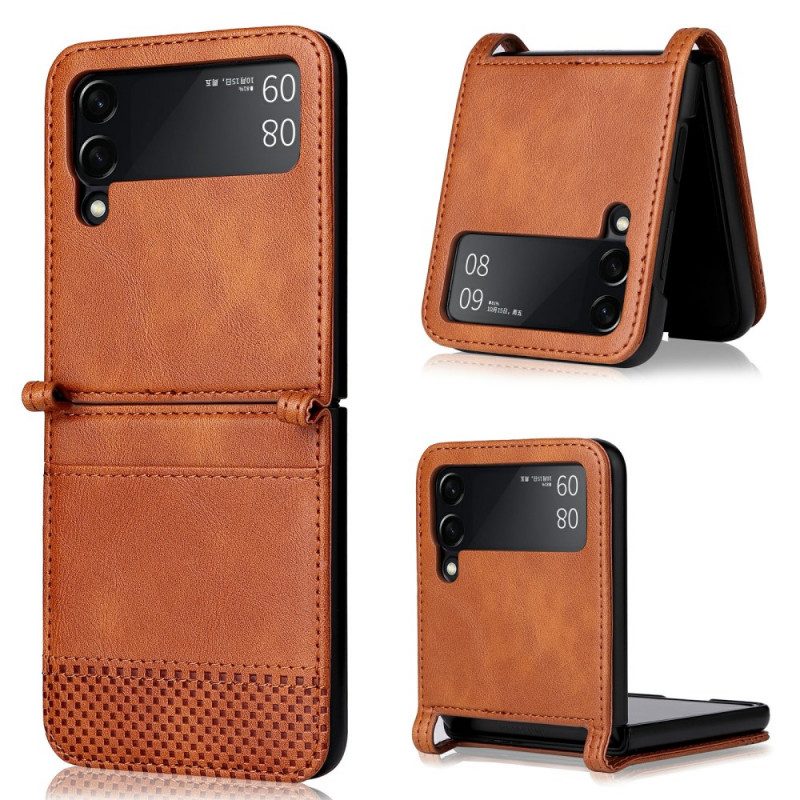 Folio Cover Samsung Galaxy Z Flip 3 5G Custodia in pelle Portacarte Stile Pelle Vintage