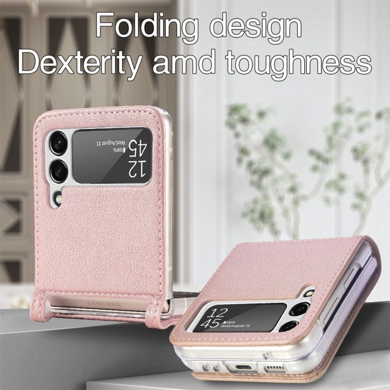 Folio Cover Samsung Galaxy Z Flip 3 5G Custodia in pelle Portacarte In Pelle Texture