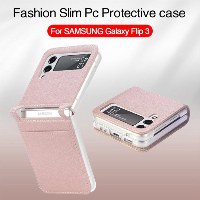 Folio Cover Samsung Galaxy Z Flip 3 5G Custodia in pelle Portacarte In Pelle Texture