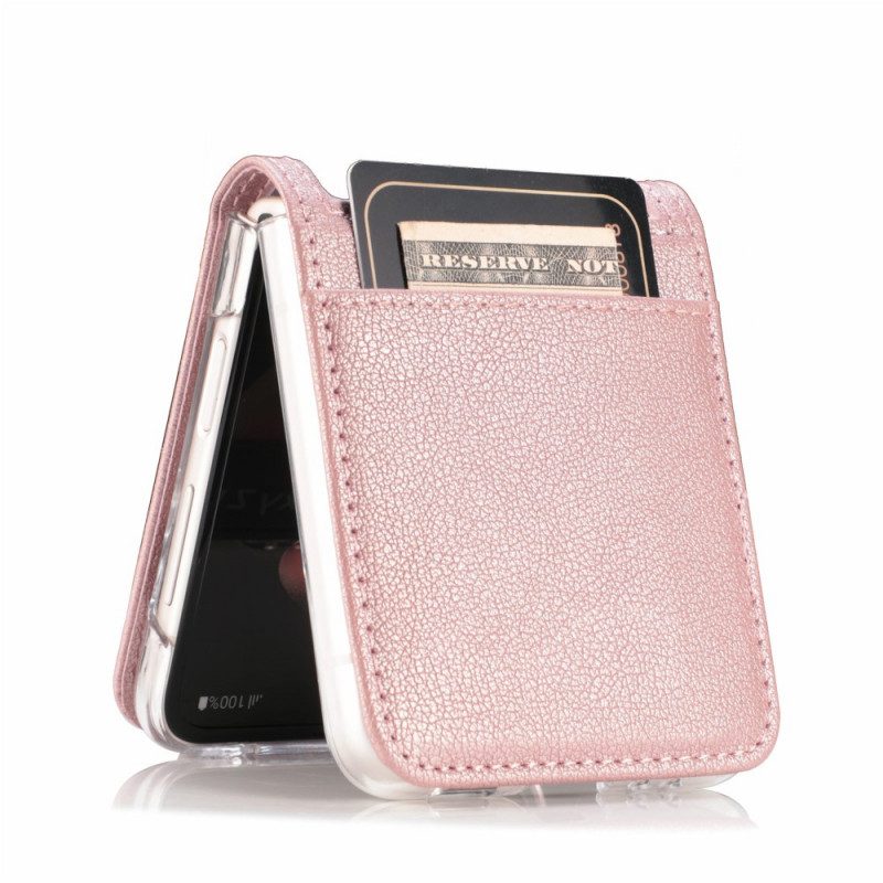 Folio Cover Samsung Galaxy Z Flip 3 5G Custodia in pelle Portacarte In Pelle Texture