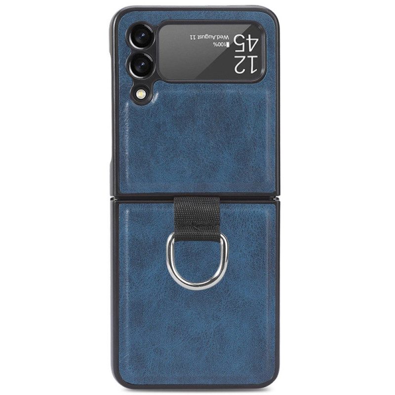 Folio Cover Samsung Galaxy Z Flip 3 5G Custodia in pelle Stile Vintage In Pelle Con Anello