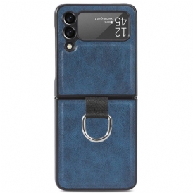 Folio Cover Samsung Galaxy Z Flip 3 5G Custodia in pelle Stile Vintage In Pelle Con Anello