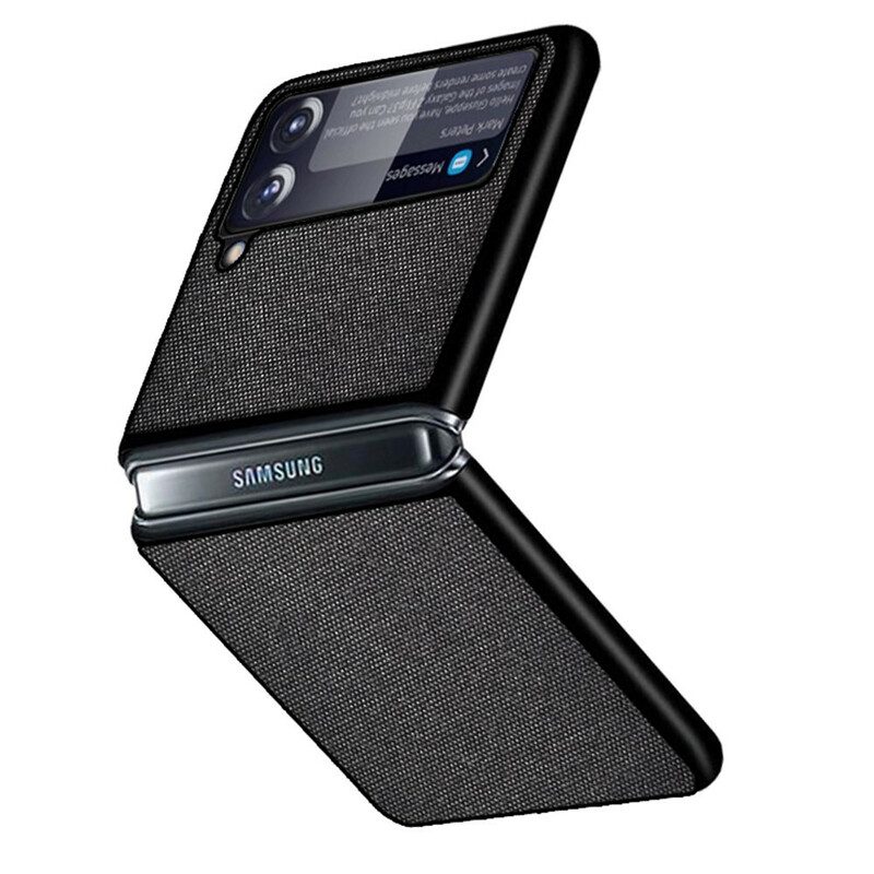 Folio Cover Samsung Galaxy Z Flip 3 5G Custodia in pelle Struttura Del Tessuto