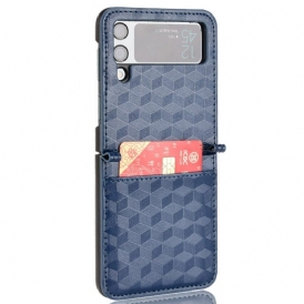 Folio Cover Samsung Galaxy Z Flip 3 5G Custodia in pelle Titolare Della Carta Di Design 3d