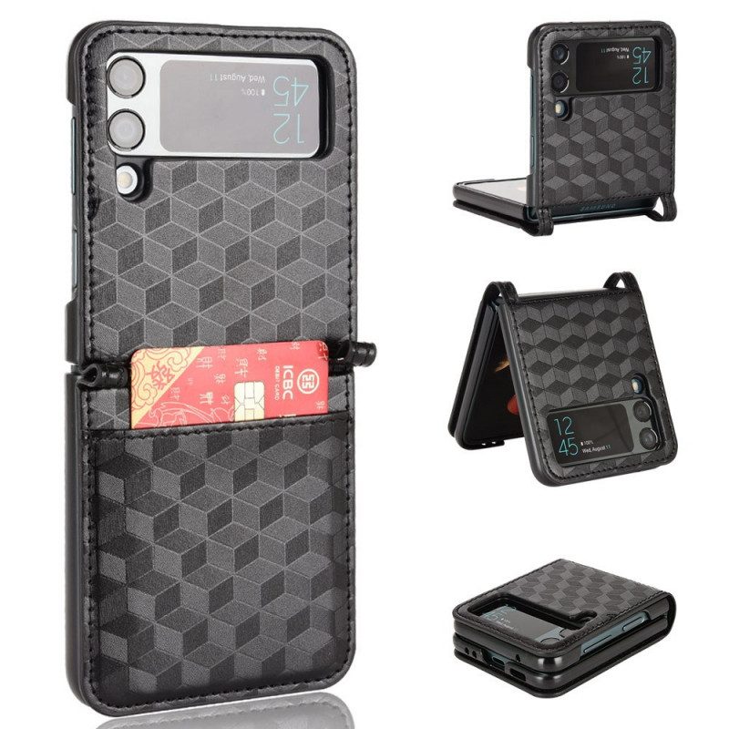 Folio Cover Samsung Galaxy Z Flip 3 5G Custodia in pelle Titolare Della Carta Di Design 3d