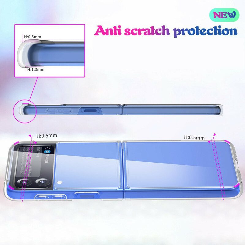 Folio Cover Samsung Galaxy Z Flip 3 5G Custodia in pelle Trasparente