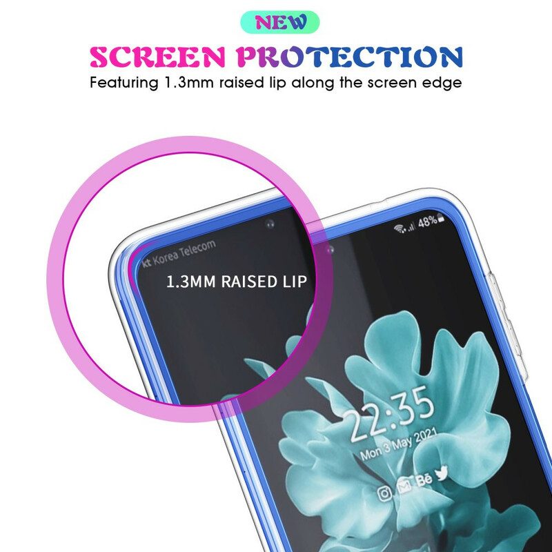 Folio Cover Samsung Galaxy Z Flip 3 5G Custodia in pelle Trasparente