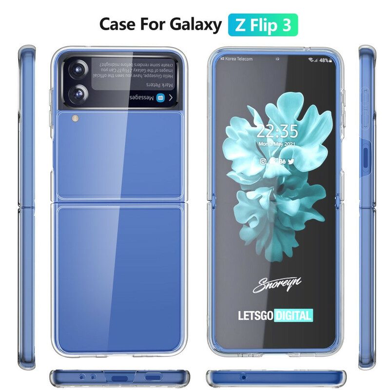 Folio Cover Samsung Galaxy Z Flip 3 5G Custodia in pelle Trasparente