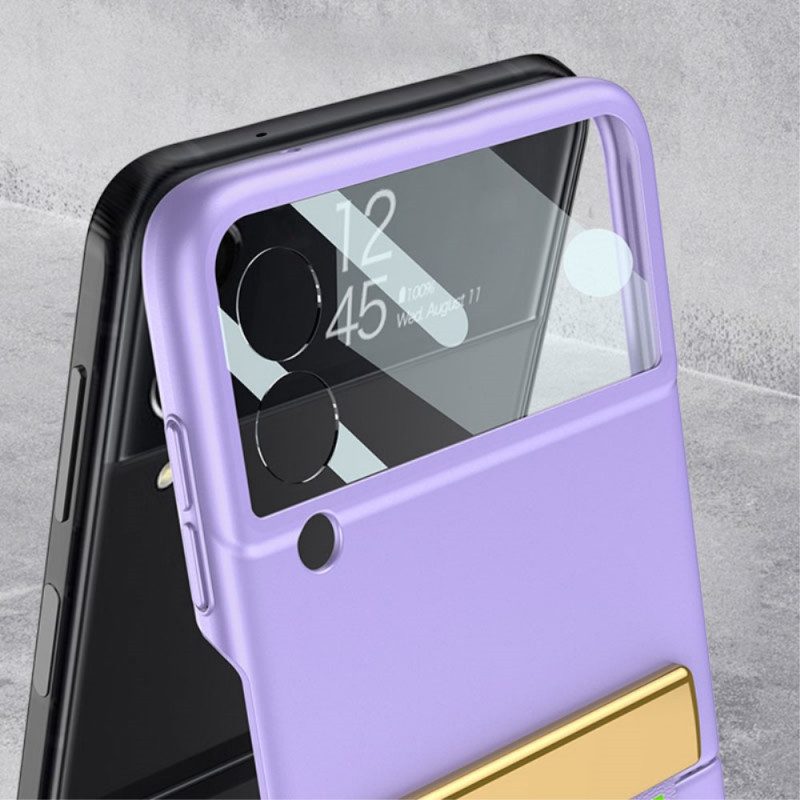 Folio Cover Samsung Galaxy Z Flip 3 5G Custodia in pelle Vetro Temperato E Cinturino Lettere Gkk