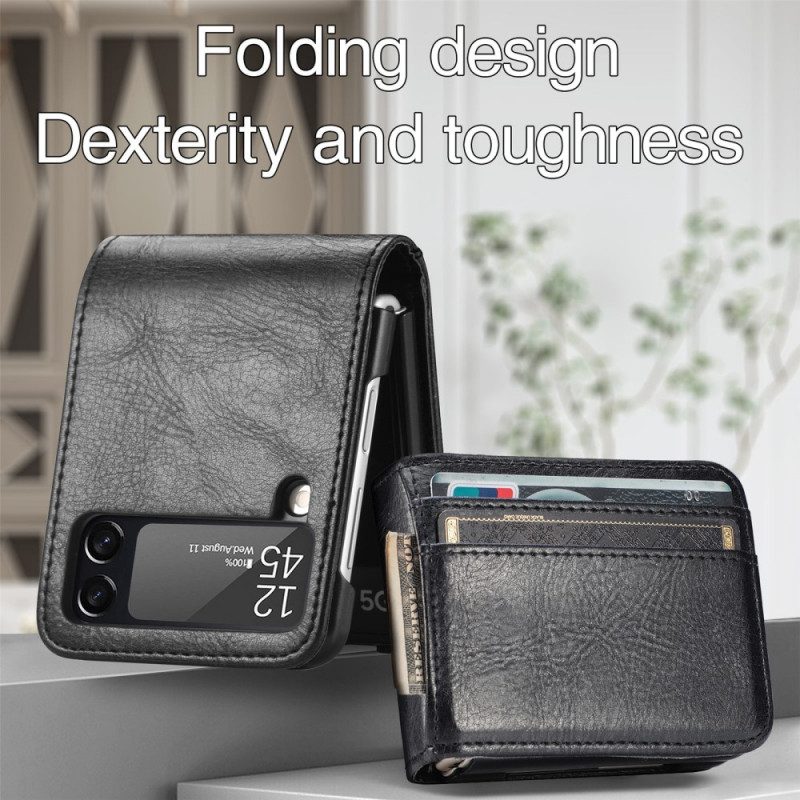 Folio Cover Samsung Galaxy Z Flip 3 5G Portafoglio Custodia in pelle Portafoglio In Pelle Stile