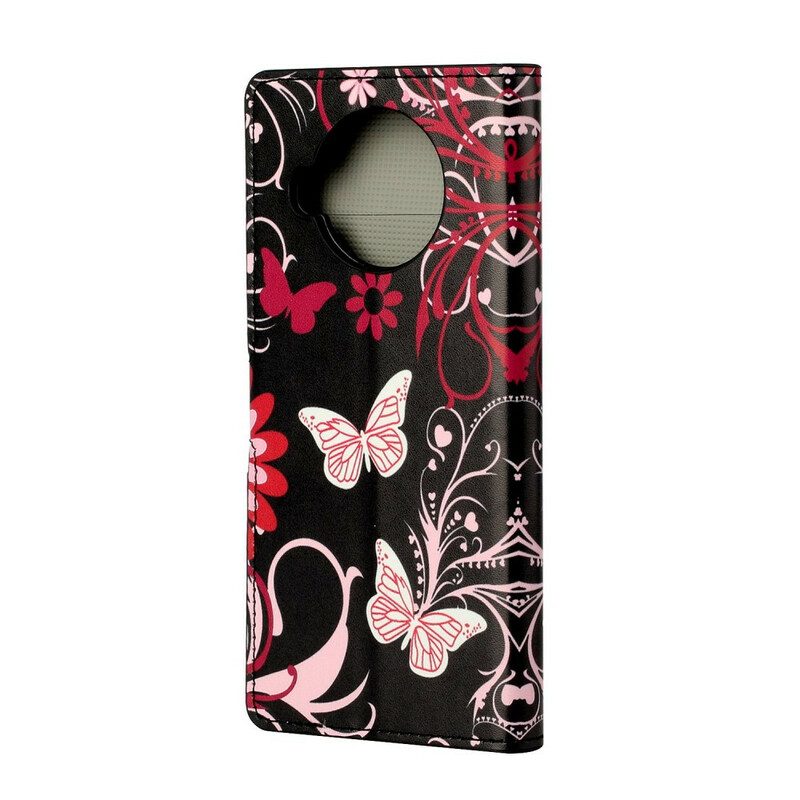 Custodia in pelle Xiaomi Mi 10T Lite Farfalle E Fiori