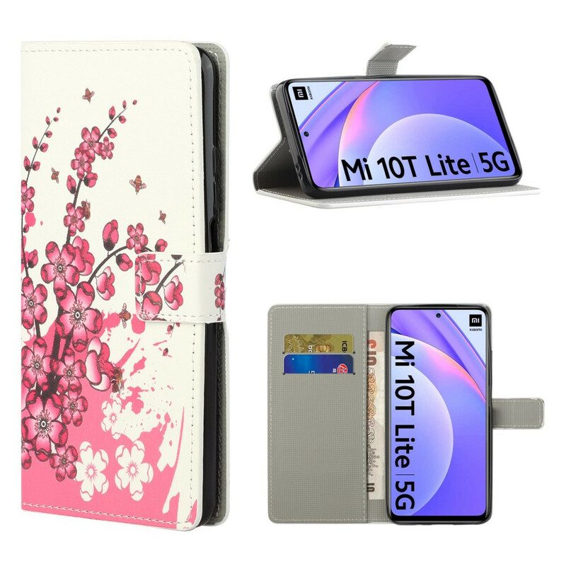 Custodia in pelle Xiaomi Mi 10T Lite Fiori Tropicali