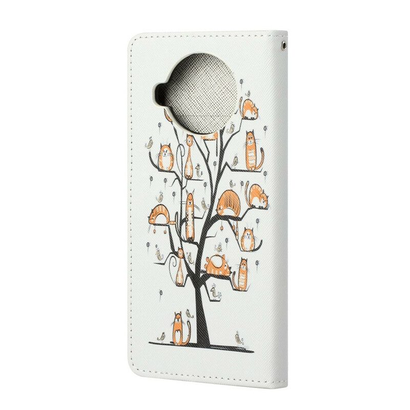 Custodia in pelle Xiaomi Mi 10T Lite Gatti Funky Con Cinturino