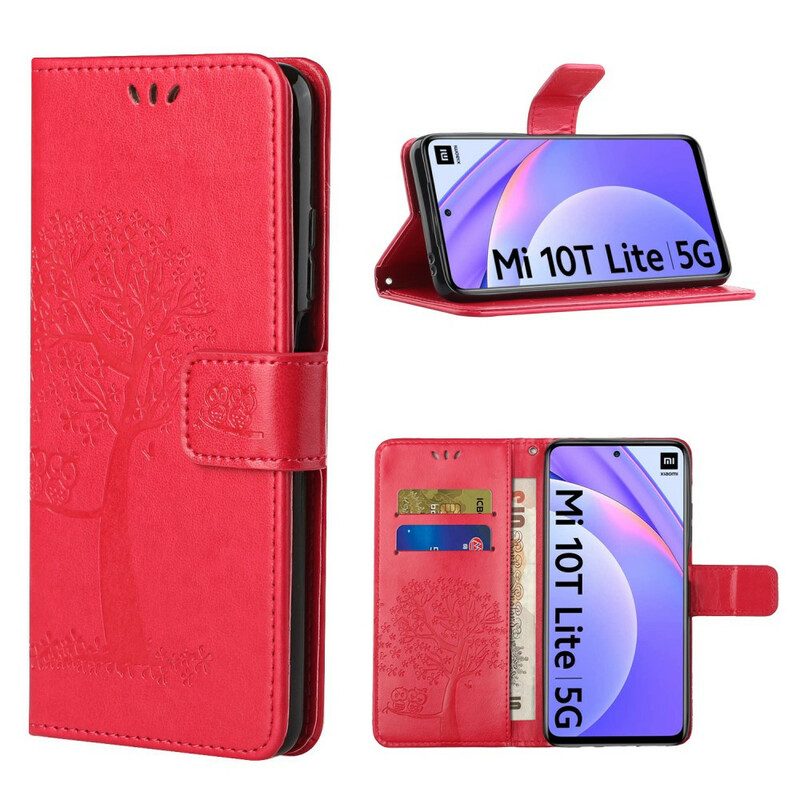 Custodia in pelle Xiaomi Mi 10T Lite Perizoma Albero E Gufi