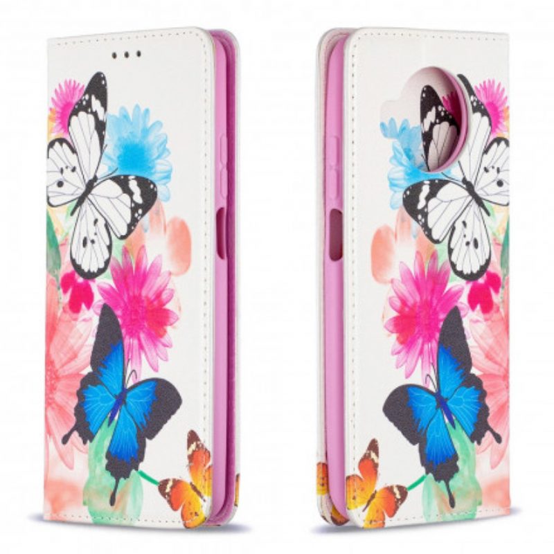 Folio Cover Xiaomi Mi 10T Lite Custodia in pelle Farfalle Colorate