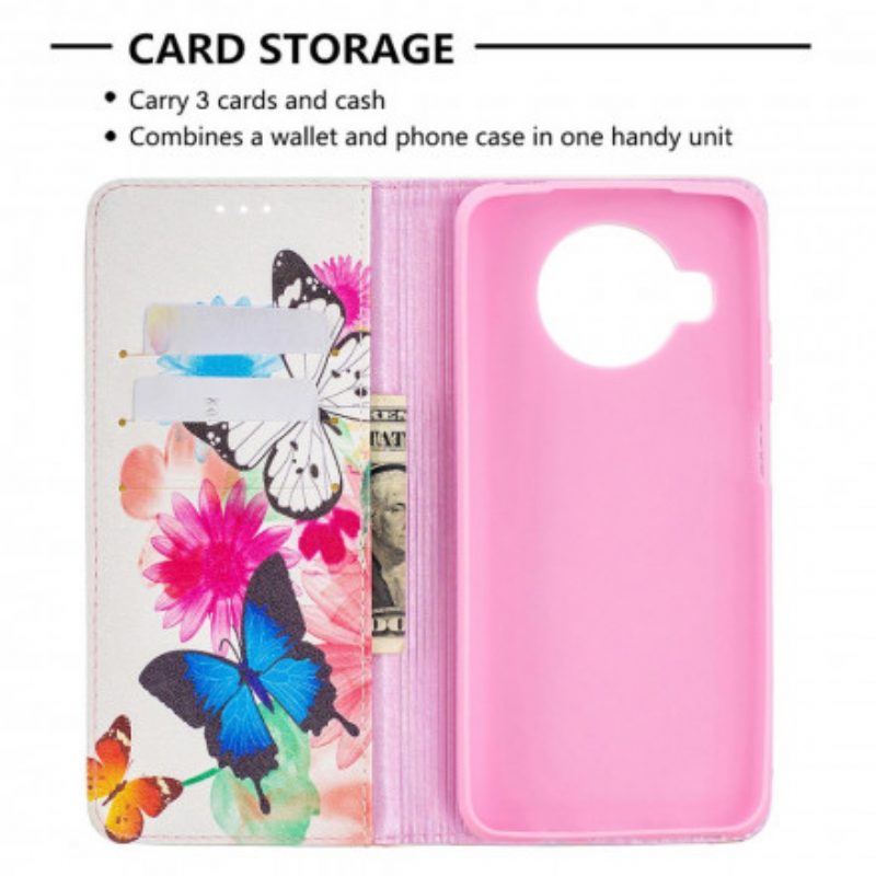 Folio Cover Xiaomi Mi 10T Lite Custodia in pelle Farfalle Colorate