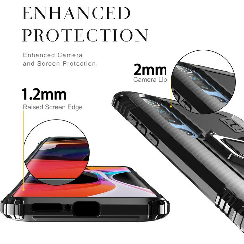 Cover Xiaomi Mi 10 / 10 Pro Anello E Fibra Di Carbonio