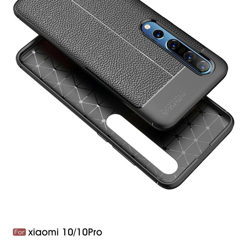 Cover Xiaomi Mi 10 / 10 Pro Doppia Linea Litchi Effetto Pelle