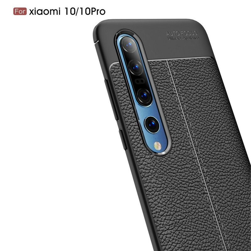 Cover Xiaomi Mi 10 / 10 Pro Doppia Linea Litchi Effetto Pelle