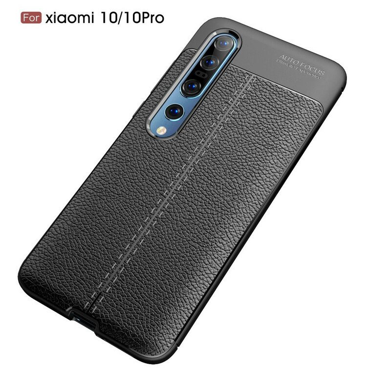 Cover Xiaomi Mi 10 / 10 Pro Doppia Linea Litchi Effetto Pelle