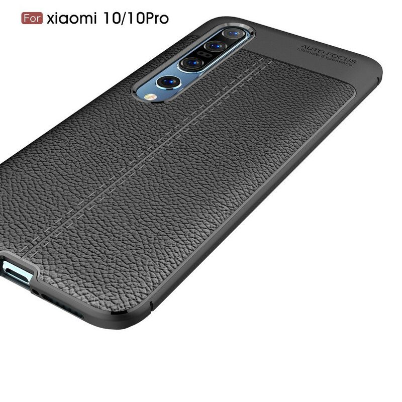 Cover Xiaomi Mi 10 / 10 Pro Doppia Linea Litchi Effetto Pelle