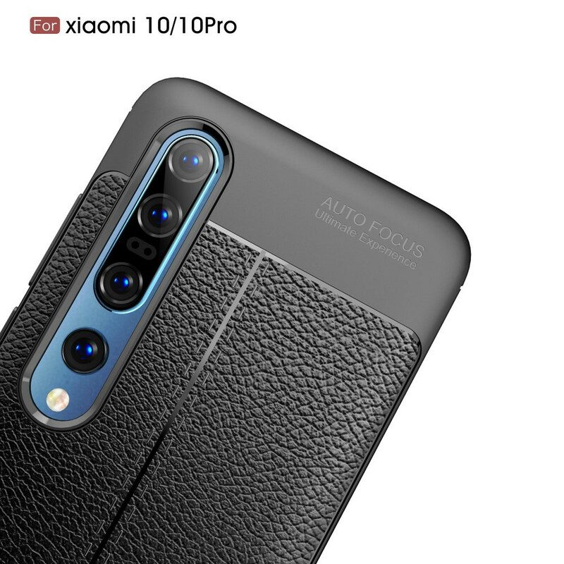 Cover Xiaomi Mi 10 / 10 Pro Doppia Linea Litchi Effetto Pelle