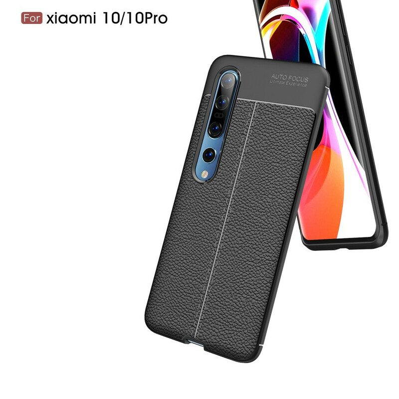 Cover Xiaomi Mi 10 / 10 Pro Doppia Linea Litchi Effetto Pelle