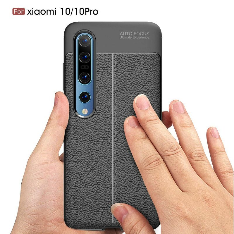 Cover Xiaomi Mi 10 / 10 Pro Doppia Linea Litchi Effetto Pelle