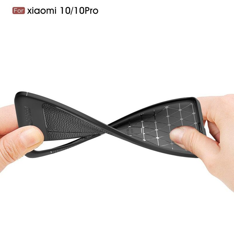 Cover Xiaomi Mi 10 / 10 Pro Doppia Linea Litchi Effetto Pelle