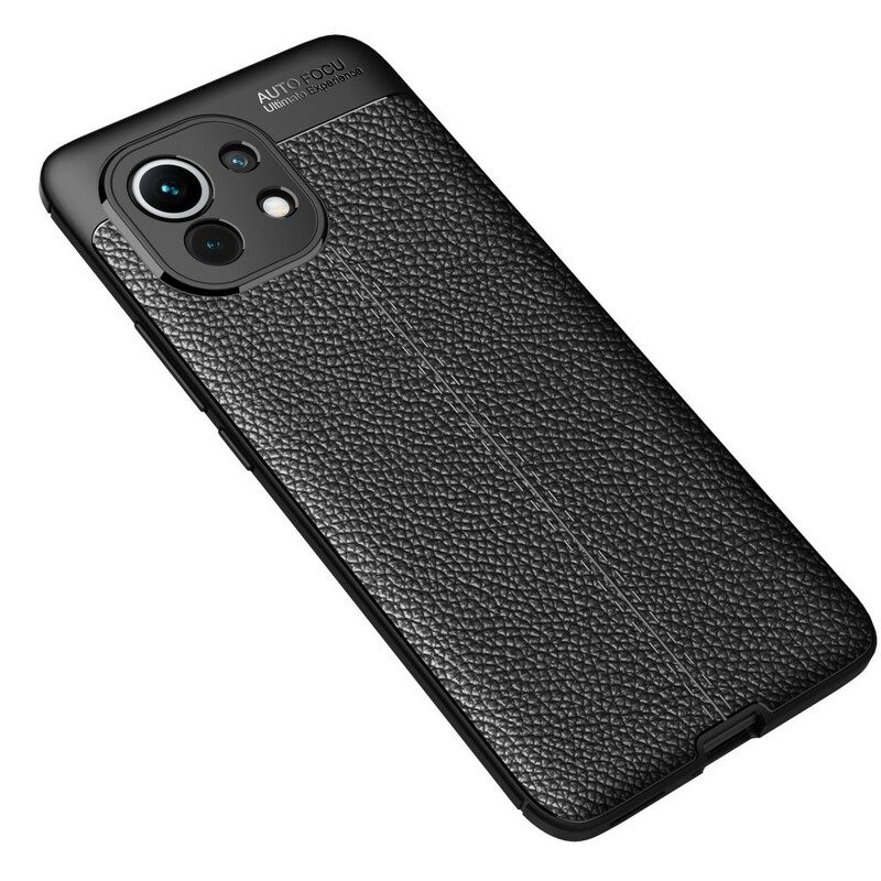 Cover Xiaomi Mi 11 (5G) Doppia Linea Litchi Effetto Pelle