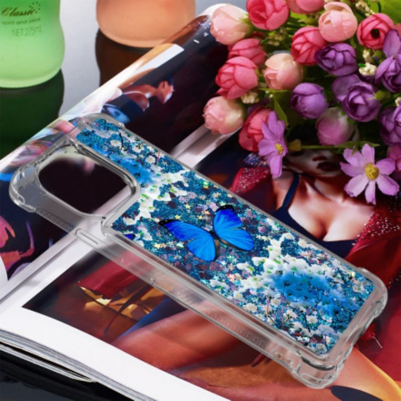 Cover Xiaomi Mi 11 (5G) Farfalle Blu Glitterate