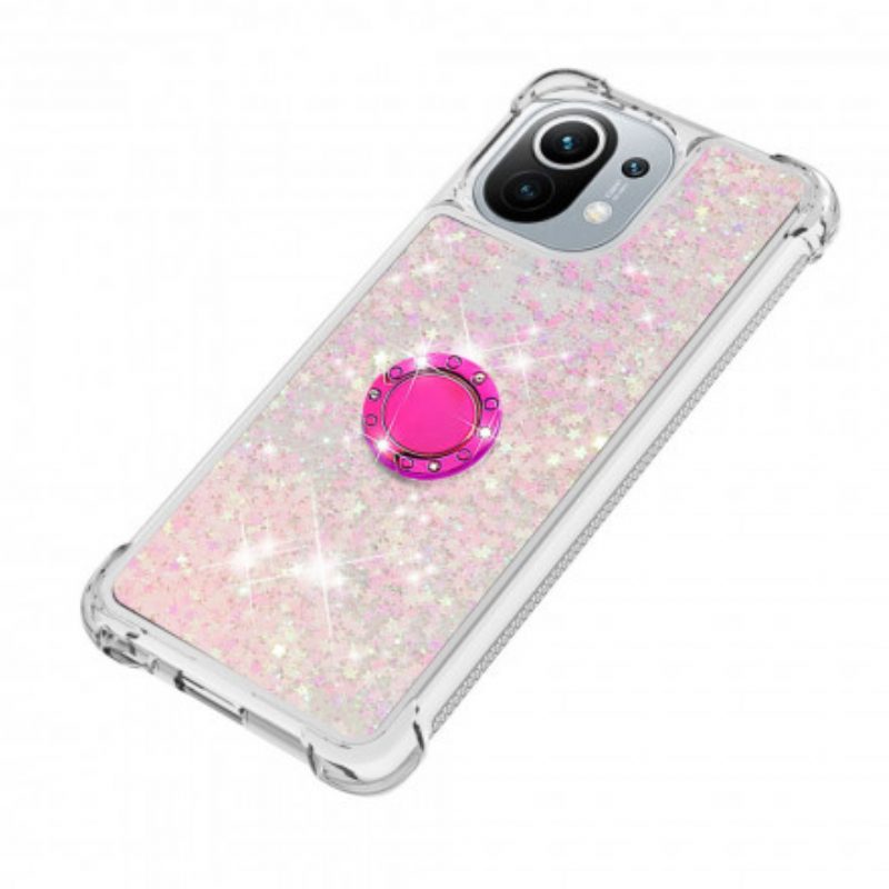 Cover Xiaomi Mi 11 (5G) Paillettes Con Supporto Ad Anello