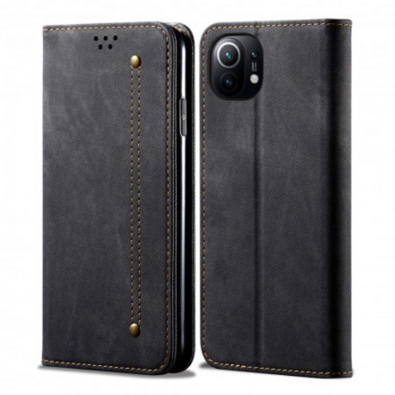 Folio Cover Xiaomi Mi 11 (5G) Custodia in pelle Tessuto Denim