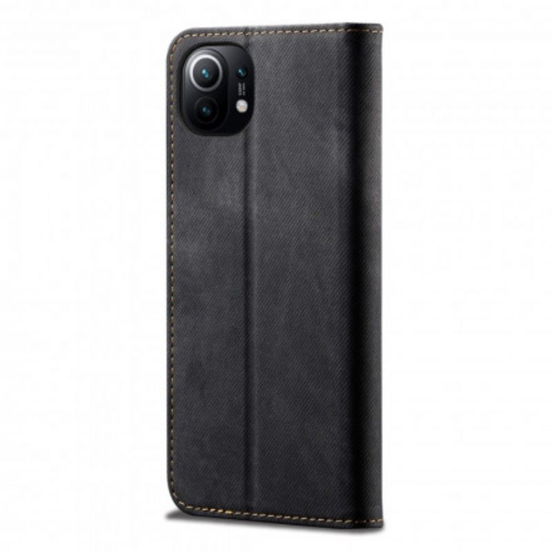 Folio Cover Xiaomi Mi 11 (5G) Custodia in pelle Tessuto Denim