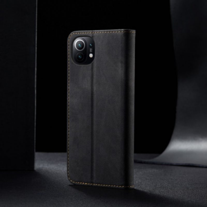 Folio Cover Xiaomi Mi 11 (5G) Custodia in pelle Tessuto Denim