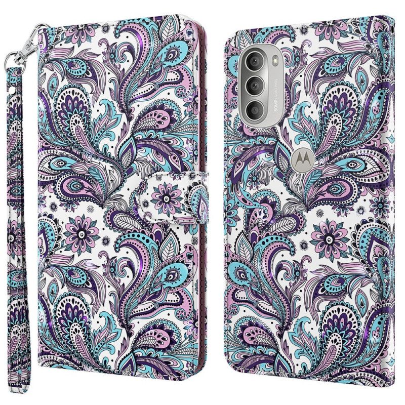 Custodia in pelle Moto G51 5G Paisley