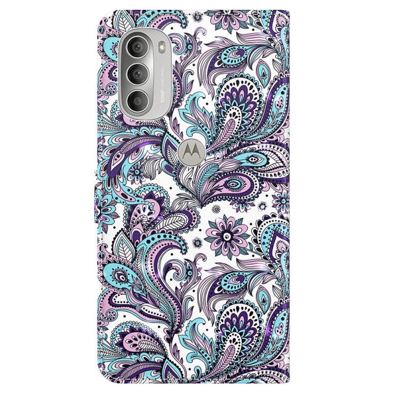 Custodia in pelle Moto G51 5G Paisley