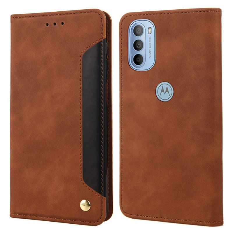 Folio Cover Moto G51 5G Custodia in pelle Effetto Pelle Business Bicolore